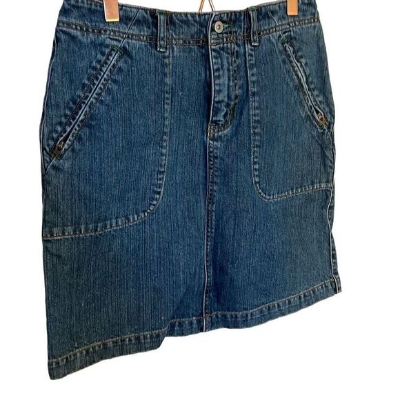 Eddie Bauer Zippered Pocket Pencil Denim Mini Skirt Medium Wash Size 2P - Picture 2 of 8
